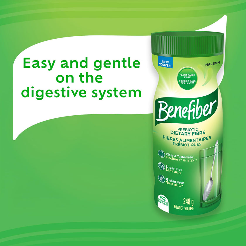Benefiber Prebiotic Fibre Supplement Powder, Promotes Good Gut Health, Unflavoured & Completely Clear, Dissolves in Drinks & Food, Plant‑Based, Sugar‑Free, Gluten‑Free, Non-GMO, Daily Soluable Fibre Supplement, 62 Servings (248 g)
