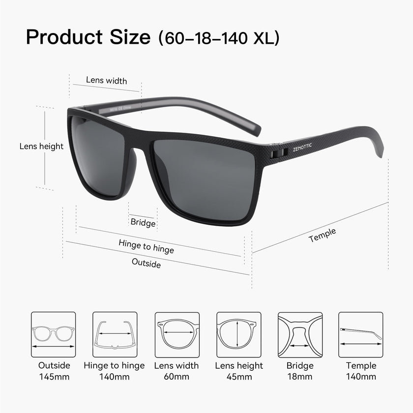 ZENOTTIC Polarized Sunglasses for Men Lightweight TR90 Frame UV400 Protection Square Sun Glasses 🍁 All In One Marketplace Canada