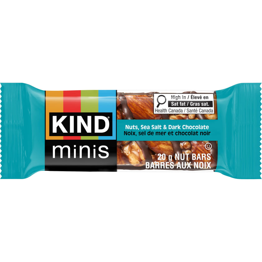 KIND Mini Snack Bars Variety Pack, Gluten Free, Low Sugar, Low Calorie Snacks, Almond Sea Salt & Dark Chocolate, Caramel Almond & Sea Salt, Peanut Butter Dark Chocolate, 30 Count 🍁 All In One Marketplace Canada