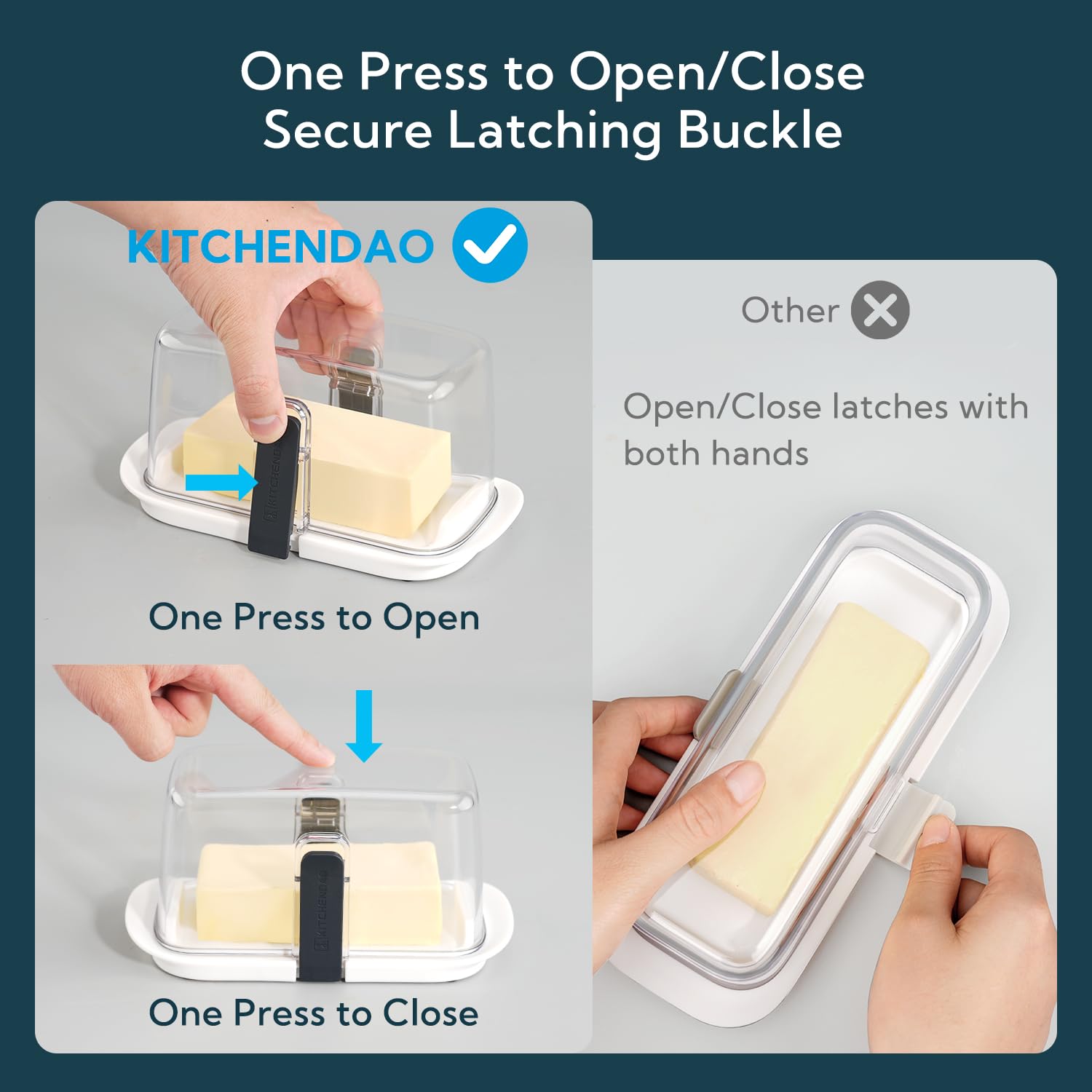 Large One-Handed Butter Dish with Lid for 1 lb Canadian Butter, Airtight Butter Keeper with Lid Fit a Full Pound Block of Butter,Locking Butter Container for Countertop,Cat/Dog Proof(White) 🍁 All In One Marketplace Canada