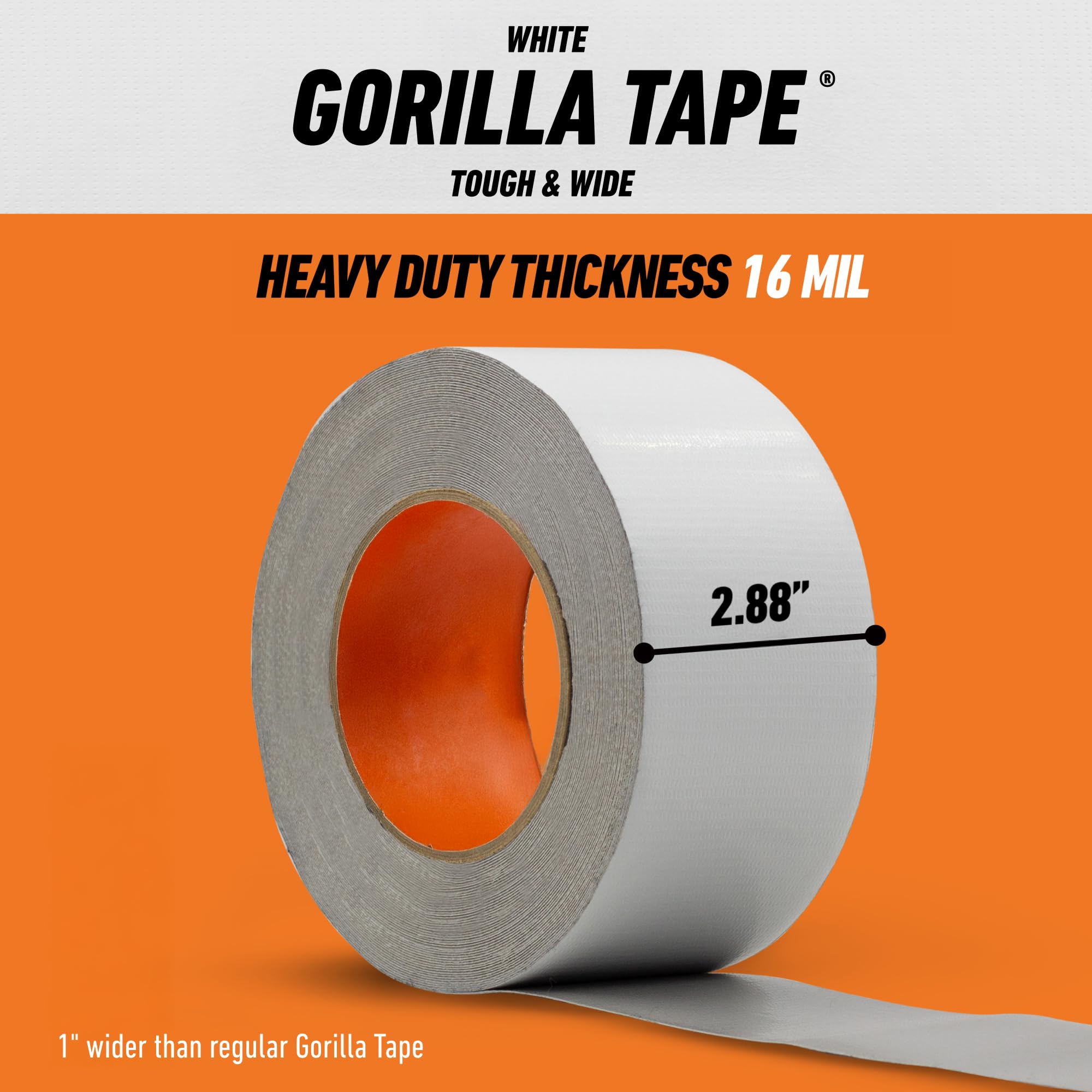 Gorilla Tough & Wide Utility Tape, Duct Tape, 2.8 in x 25 yd, White 🍁 All In One Marketplace Canada