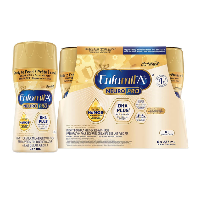 Enfamil A+ NeuroPro, Baby Formula, Ready to Feed, Nipple Ready Bottles, with Brain Building DHA and 2'FL for Immune Support, 0+ Months, 6 x 237mL 🍁 All In One Marketplace Canada