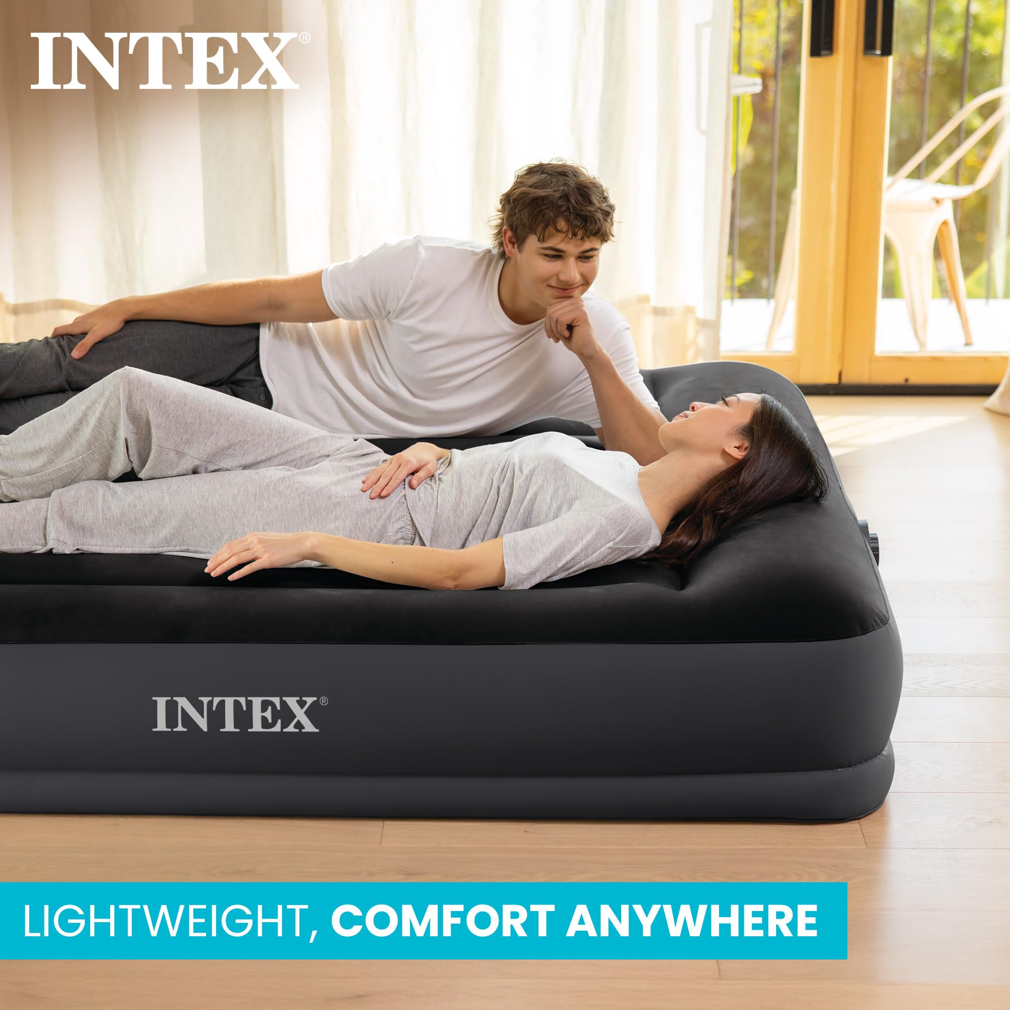 INTEX 64147ED Dura-Beam Standard Pillow Rest Air Mattress: Fiber-Tech – Full Size – Built-in Electric Pump – 10in Bed Height – 600lb Weight Capacity 🍁 All In One Marketplace Canada