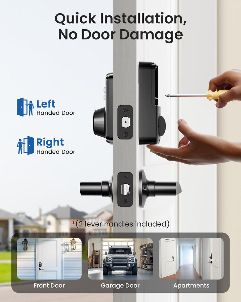 Veise KS01B Keypad Door Lock with 2 Lever Handles Set, Matte Black 🍁 All In One Marketplace Canada