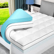 Dual Layer 4 Inch Memory Foam Mattress Topper Queen Size, 2 Inch Cooling Gel Memory Foam and 2 Inch Pillow Top Mattress Pad Cover for Back Pain, Deep Elastic Pocket, Medium Support, White 🍁 All In One Marketplace Canada
