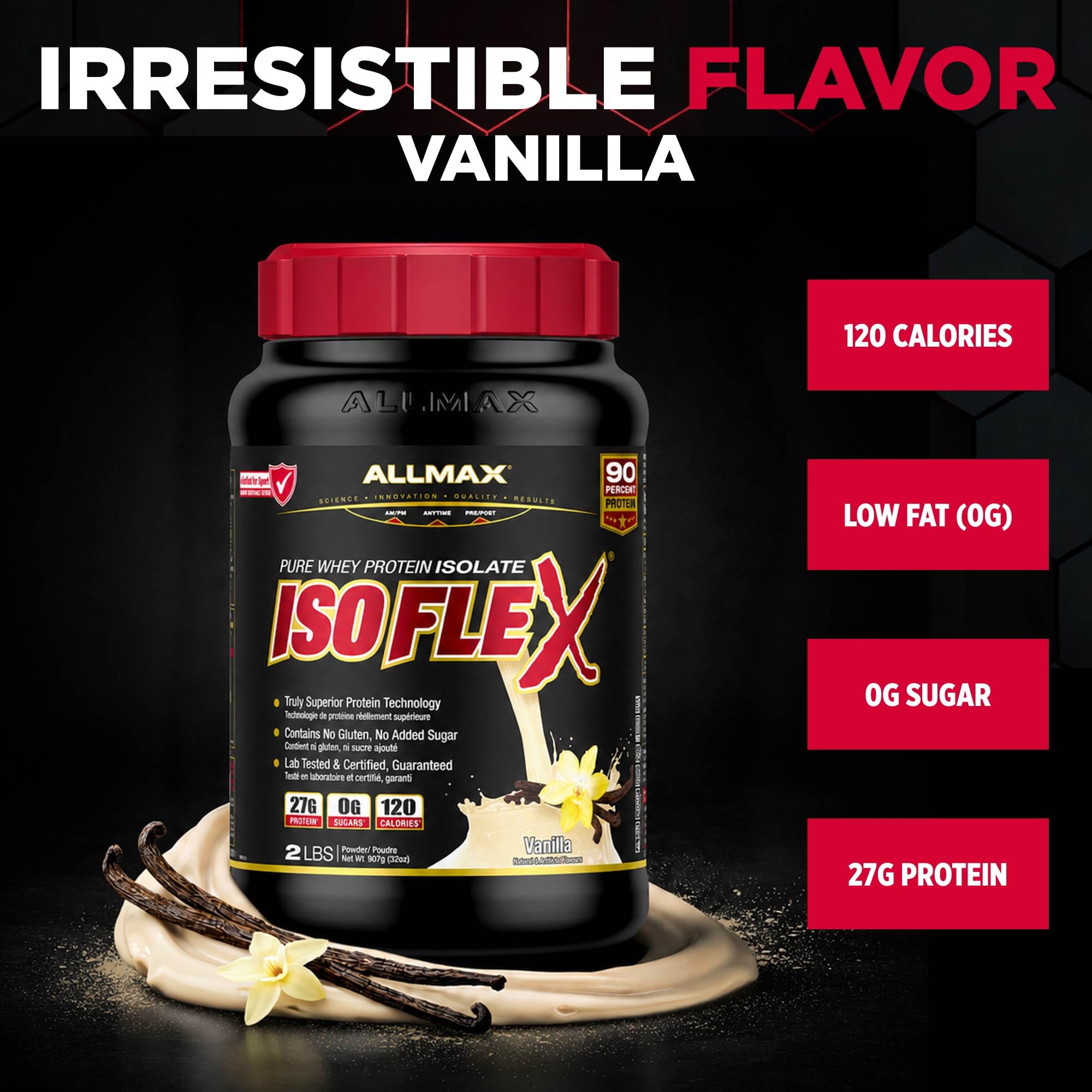 ALLMAX ISOFLEX Whey Protein Isolate, Vanilla, 2 lb 🍁 All In One Marketplace Canada