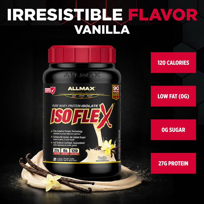 ALLMAX ISOFLEX Whey Protein Isolate, Vanilla, 2 lb 🍁 All In One Marketplace Canada