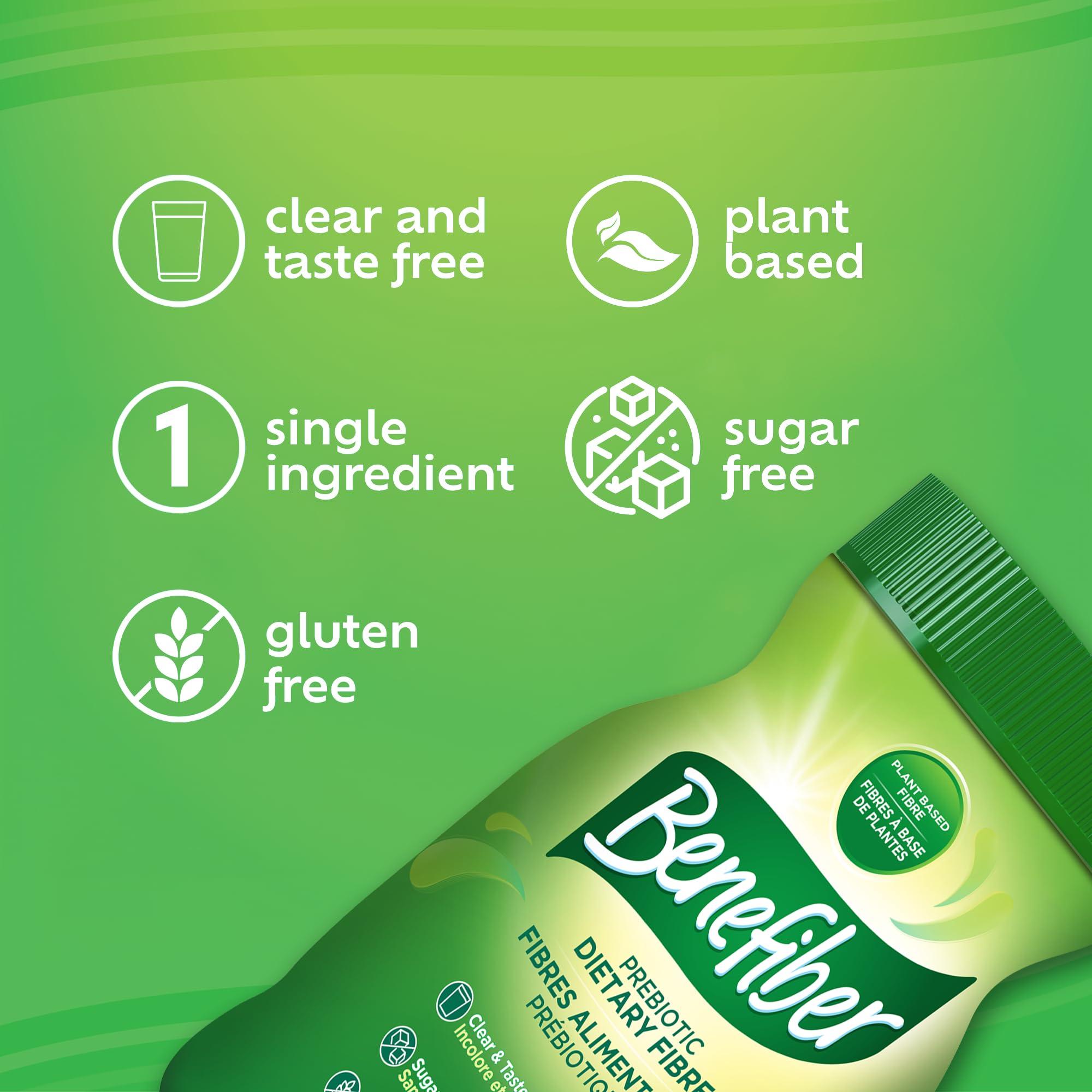 Benefiber Prebiotic Fibre Supplement Powder, Promotes Good Gut Health, Unflavoured & Completely Clear, Dissolves in Drinks & Food, Plant‑Based, Sugar‑Free, Gluten‑Free, Non-GMO, Daily Soluable Fibre Supplement, 125 Servings (500 g)