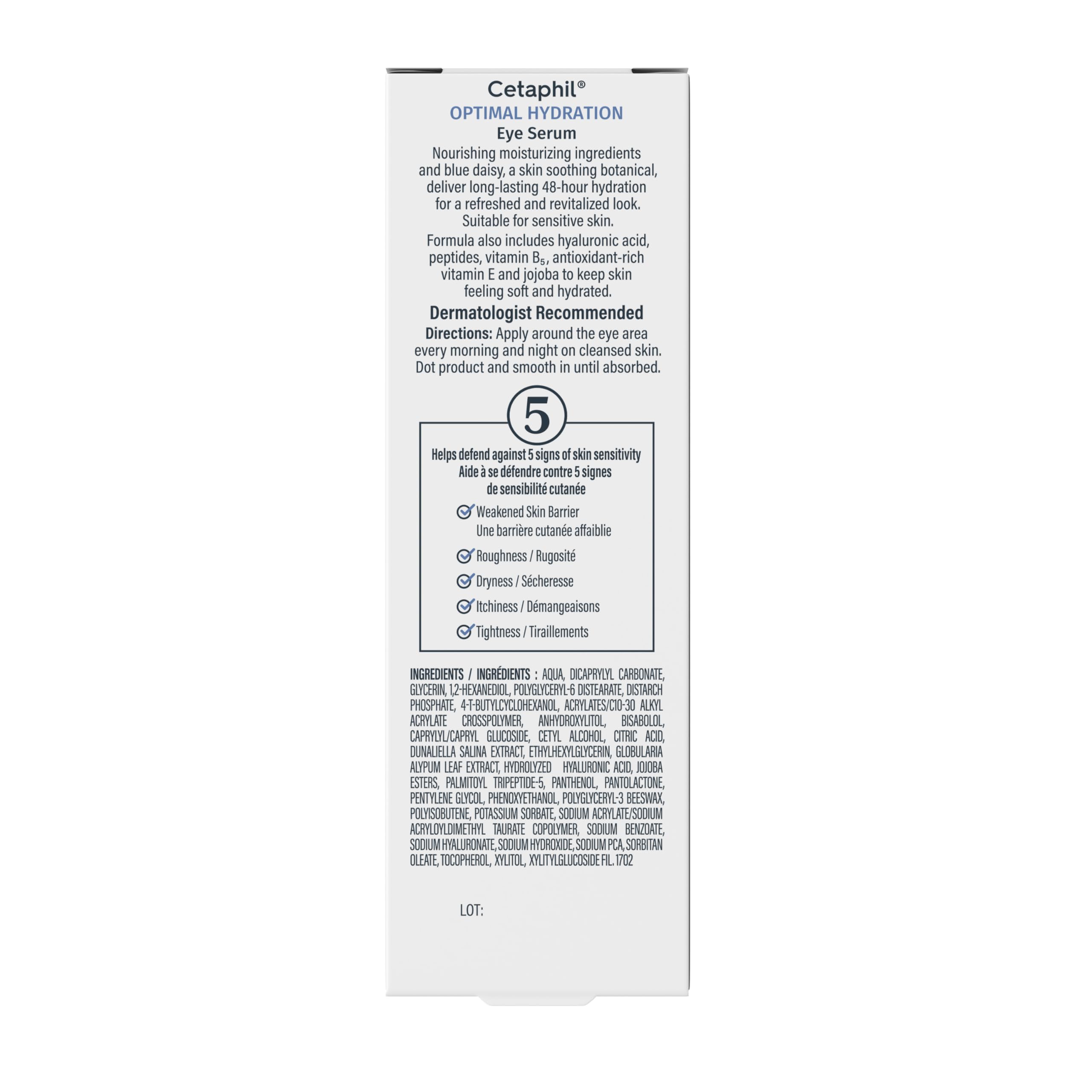 Cetaphil Optimal Hydration Eye Serum, Serum for Face, Wrinkles, Dark Circles & Puffiness, 48Hr Hydration with Hyaluronic Acid, Vitamin E & B5, Dermatologist Recommended, 14g 🍁 All In One Marketplace Canada