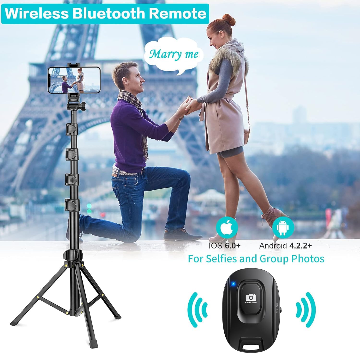 YOTOCversion 1.7 Meter/67 inch Phone Tripod Stand & Bluetooth Selfie Stick Tripod, Cellphone Tripod with Bluetooth Remote, Compatible with iPhone 16/15/14/13/12/12 pro/11/11pro/8 🍁 All In One Marketplace Canada
