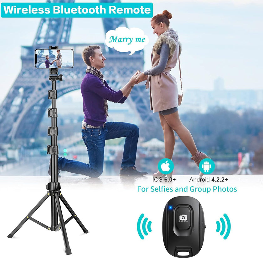 YOTOCversion 1.7 Meter/67 inch Phone Tripod Stand & Bluetooth Selfie Stick Tripod, Cellphone Tripod with Bluetooth Remote, Compatible with iPhone 16/15/14/13/12/12 pro/11/11pro/8 🍁 All In One Marketplace Canada