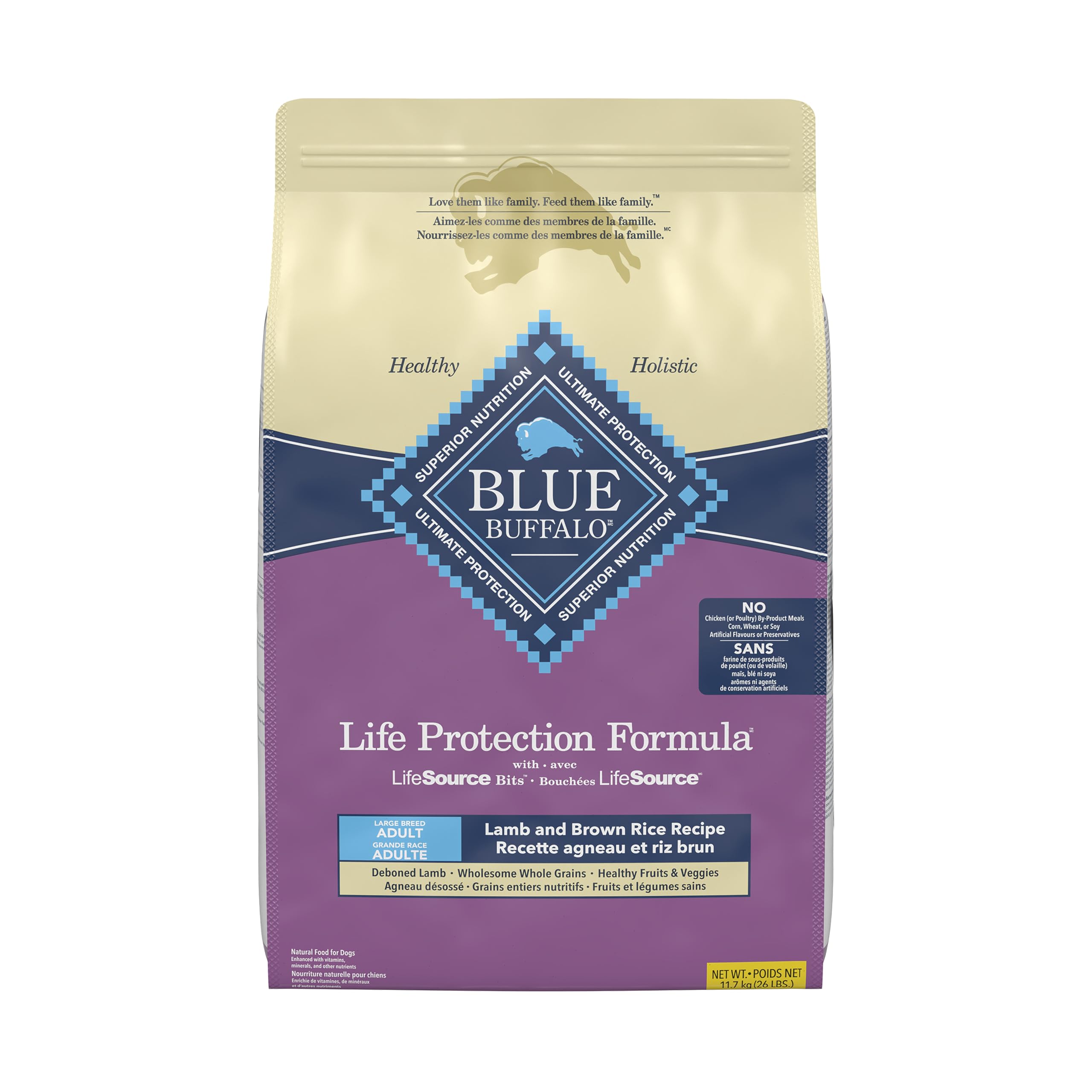 Blue Buffalo Life Protection Formula Lamb & Brown Rice Large Breed Adult Dry Dog Food, Supports Immunity with Antioxidant-Rich LifeSource Bits, Promotes Healthy Muscles, 11.7kg/26lbs 🍁 All In One Marketplace Canada