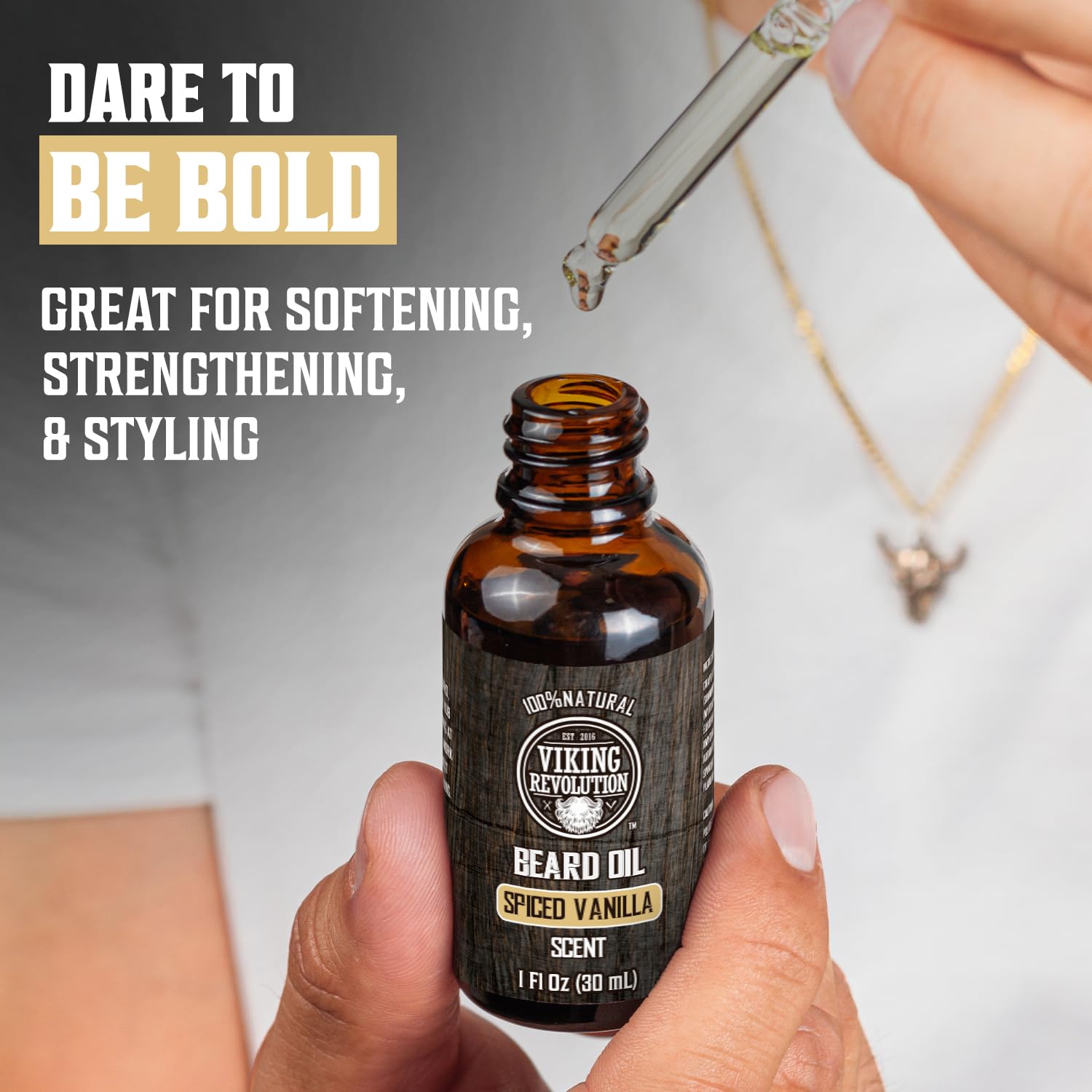 Viking Revolution - Beard Oil - All Natural Beard Oil Men with Argan Oil & Jojoba Oil - Softens, Smooths & Strengthens - Beard Conditioner - Gifts For Men - Spiced Vanilla - 30 ml 🍁 All In One Marketplace Canada