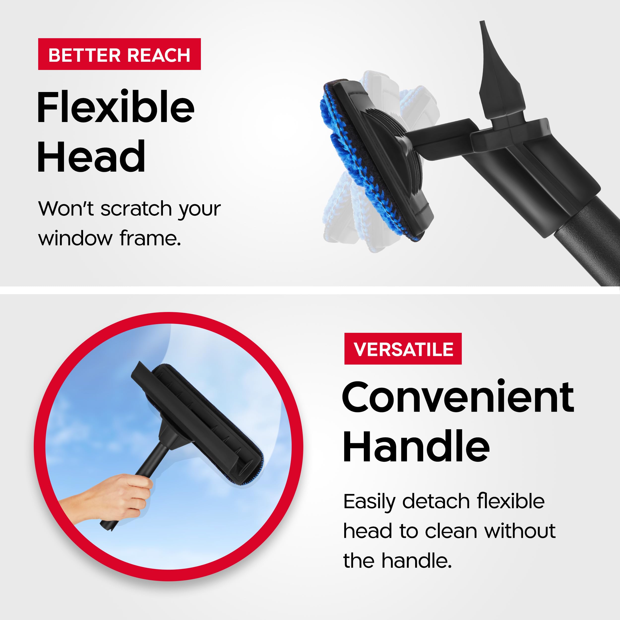 Tyroler 2-in-1 High Window Cleaning Tool | Window Squeegee Extendable with 30-205CM 5 Part Handle | Perfect Window Cleaning & Washing Kit (Black - Rubber) 🍁 All In One Marketplace Canada