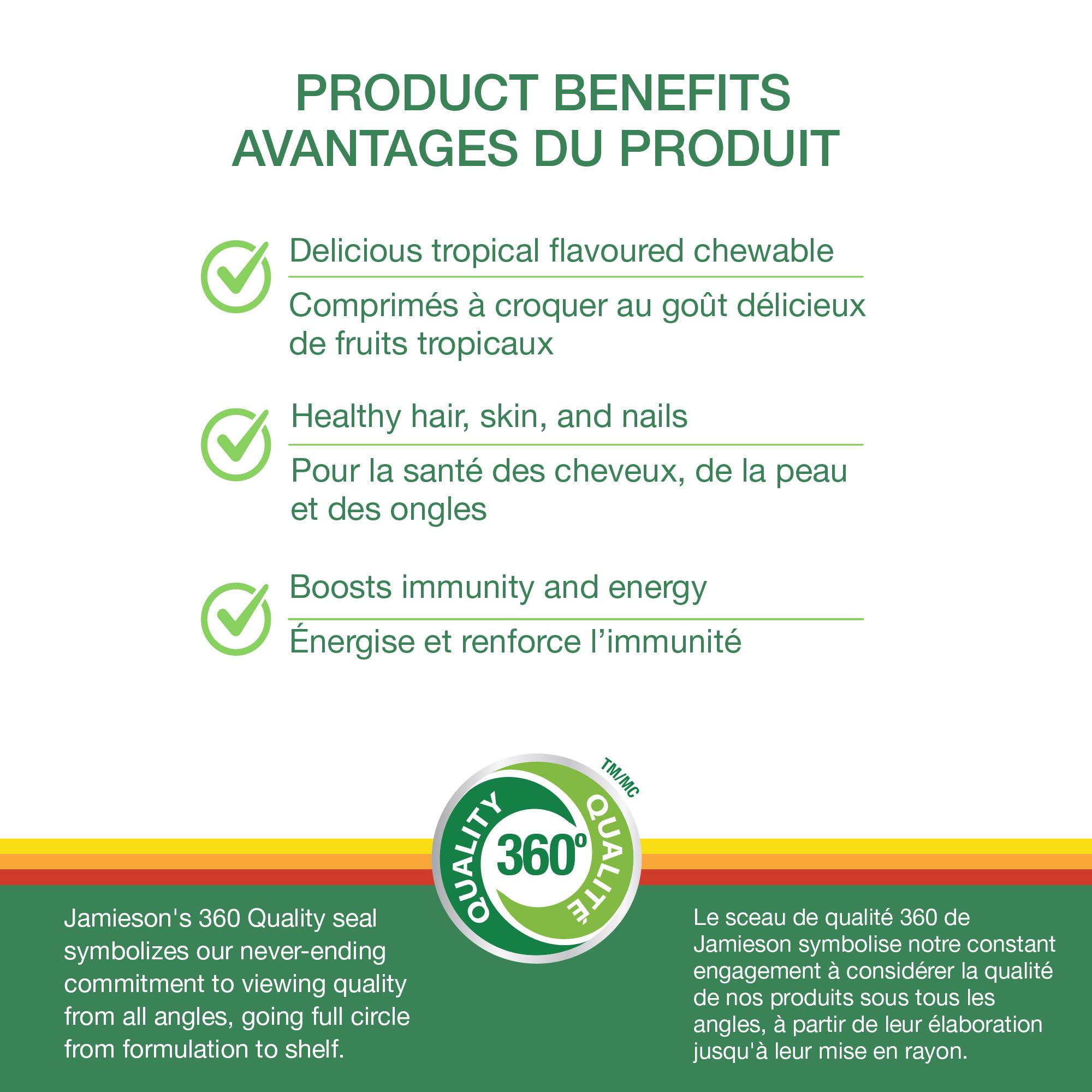 Jamieson 100% Complete Multivitamin Chewable for Adults Citrus Twist Flavour, with Lutein, Calcium, and Biotin. Supports Immunity, Energy, and Overall Health, No Artificial Colours, Flavours, or Preservatives, One Per Day, 80 Count
