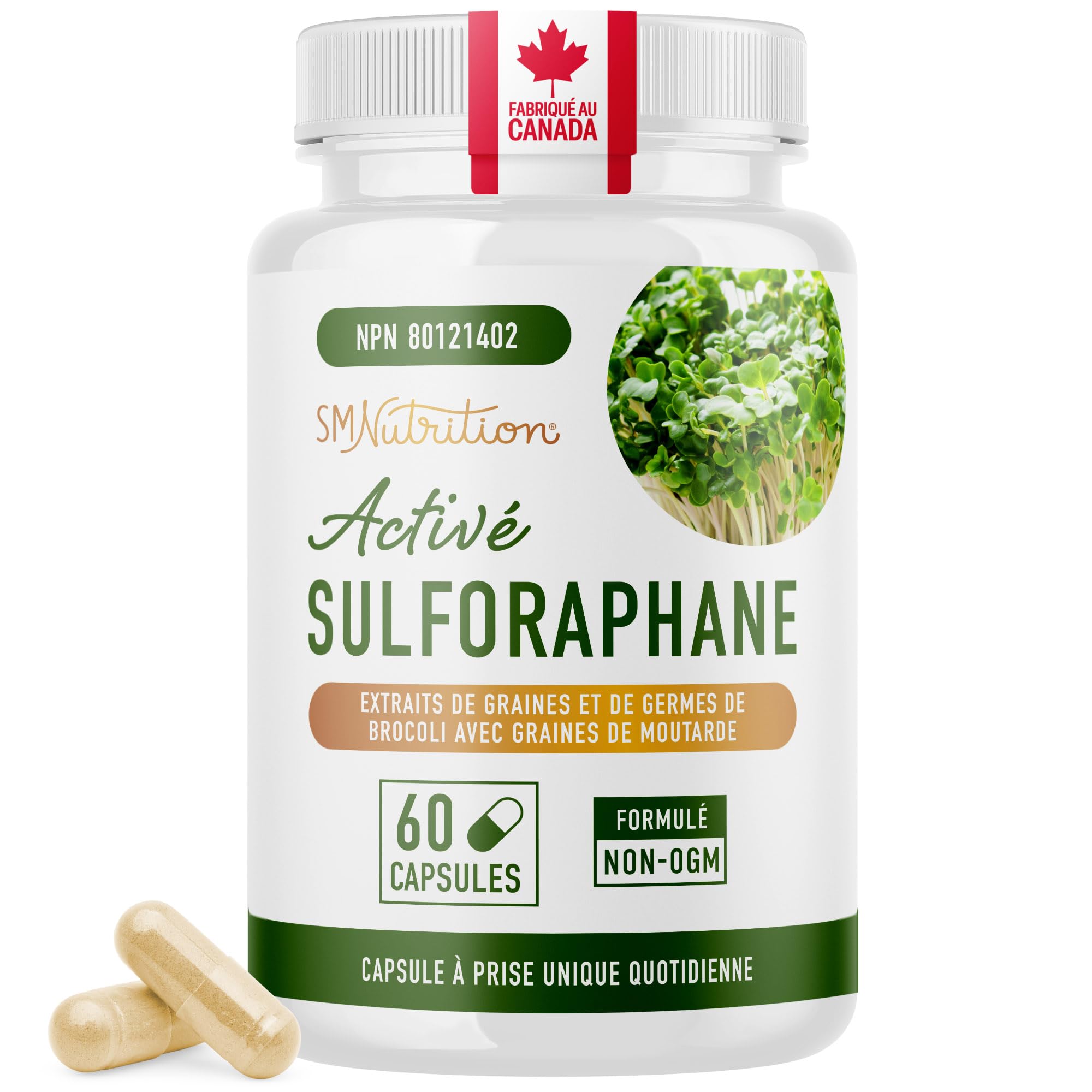 Sulforaphane Supplement from Broccoli Sprouts | 405mg Complex | NRF2 Activation With Glucoraphanin, Broccoli Seed Extract, & Mustard Seed | Supports Cellular Health with Antioxidants | 60 Capsules 🍁 All In One Marketplace Canada