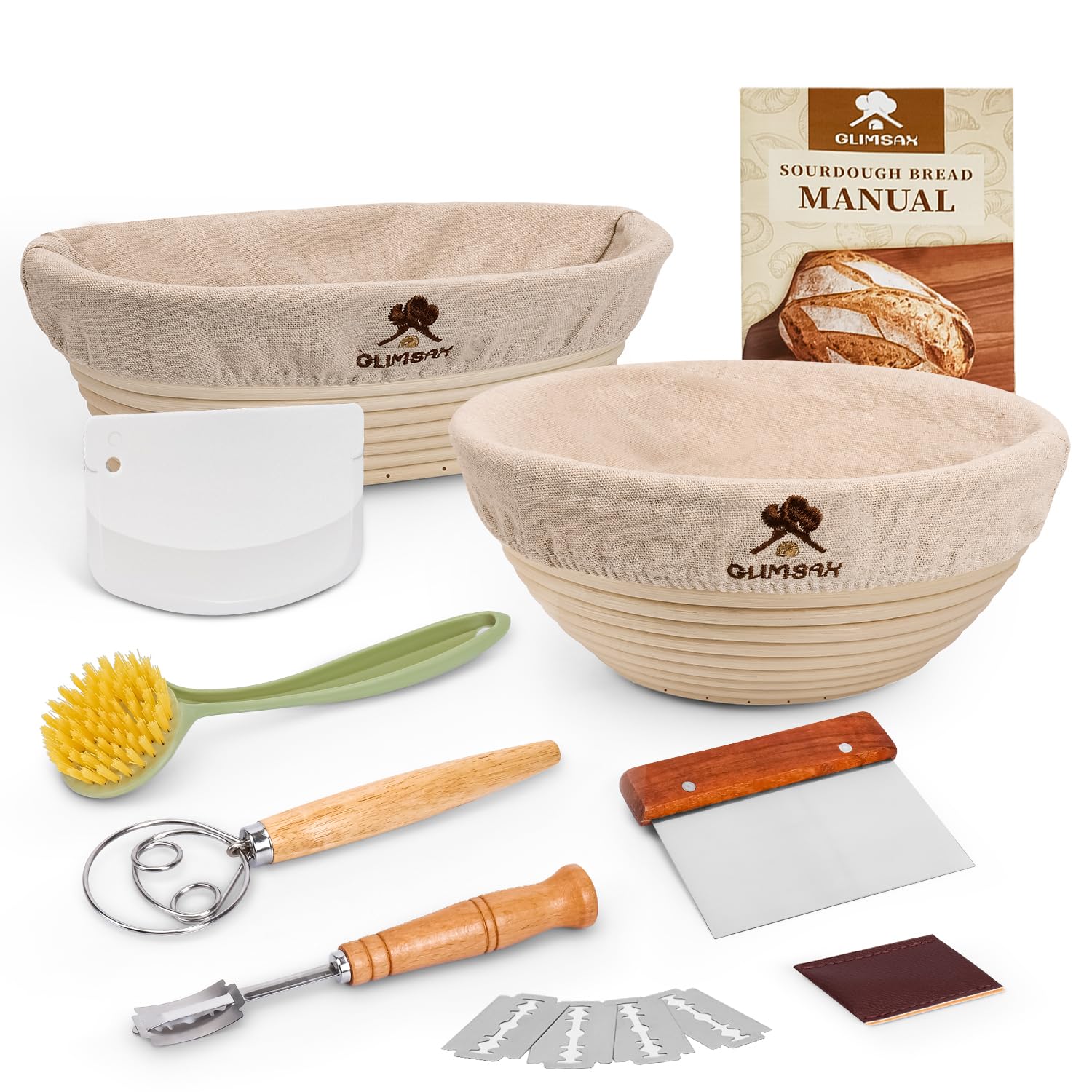Glimsax Banneton Proofing Basket Set of 2, 9