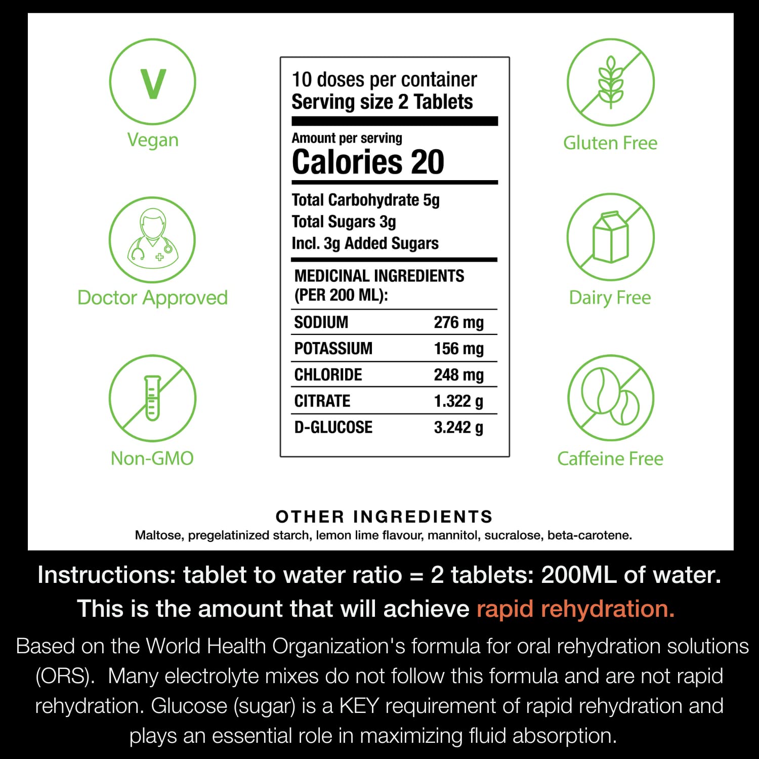 Hydralyte Electrolyte Tablets | Lemon Lime Flavored Electrolytes | Pre-Workout and Post-Workout Hydration Solution to Enhance Performance and Maximize Recovery | (2 Tablets per Serving, 40 Count) 🍁 All In One Marketplace Canada