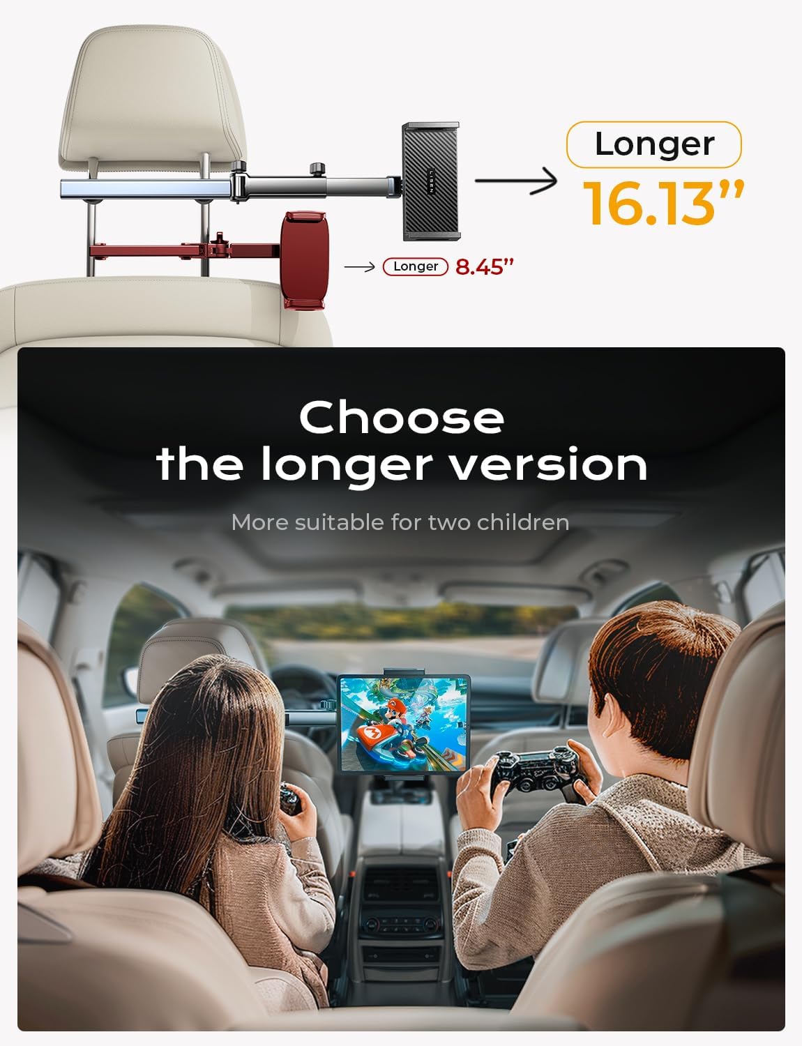 LISEN for iPad Tablet Holder for Car [3 in 1] Car Accessories iPad Holder Mount Back Seat for Car Headrest Video Kids Long Road Trip Car Essentials for 4.7-11