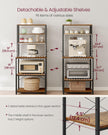 VASAGLE Coffee Bar, Baker’s Rack for Kitchen with Storage, 6-Tier Kitchen Shelves with 6 Hooks, Microwave Stand, Industrial, 15.7 x 23.6 x 65.7 Inches, Rustic Brown and Black UKKS024B01 🍁 All In One Marketplace Canada