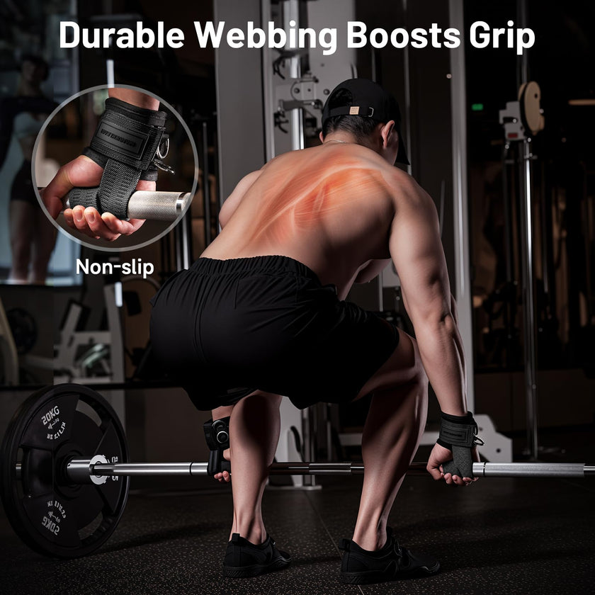 MANUEKLEAR Non-Slip Wrist Straps for Weightlifting Deadlifting, Gym Lifting Straps with D Rings for Cable Machine Workout, 10mm Neoprene Padded Weight lifting Wrist Wraps for Men Women (Black, M (6.3-7.5inch)) 🍁 All In One Marketplace Canada