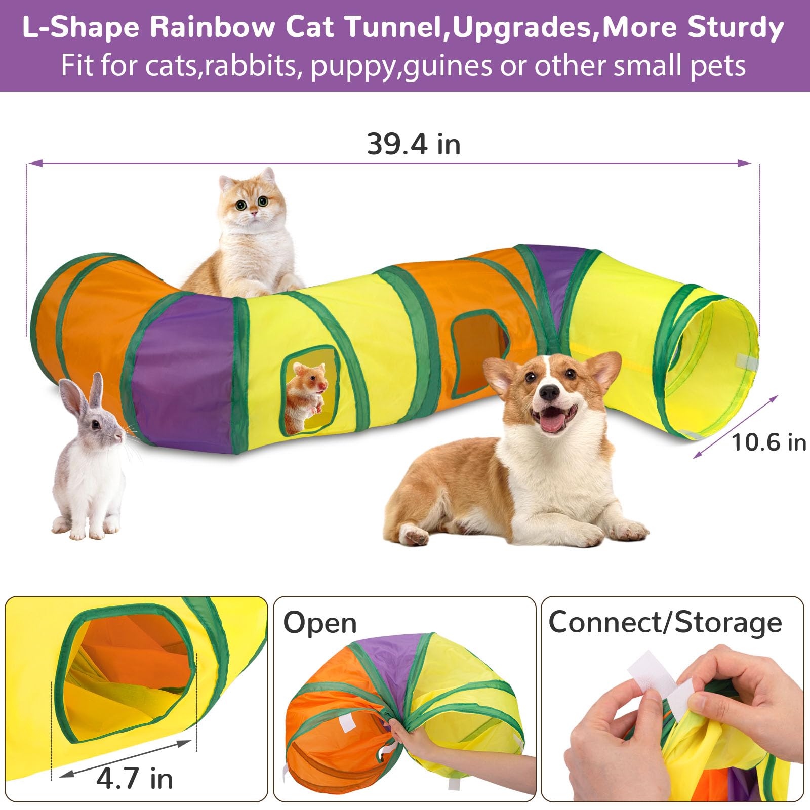 Retro Shaw Cat Toys Set 33 Pack, Cat Play Tunnel for Indoor Cats Kitty, Kitten Toys Include 2 Collapsible Cat Tunnels Tube Tent, Cat Feather Teaser Wand Springs Rainbow Bell Crinkle Ball Mouse Pompom 🍁 All In One Marketplace Canada