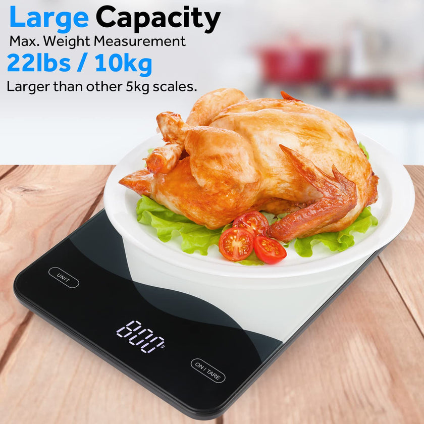 AIMILAR Digital Kitchen Scale 22lb/10kg USB-C Rechargeable, Tempered Glass Top Easy Clean, LED Touch Screen No Buttons, Auto Shut Off 🍁 All In One Marketplace Canada