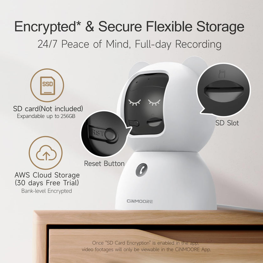 CINMOORE 2.5K Camera Surveillance Interieur, Indoor Security Cam, Free AI Pet/Person/Cry Detection, 4MP Pet Camera with Phone App Pan Tilt 2.4GHz WiFi, Night Vision, Full Duplex Audio 🍁 All In One Marketplace Canada