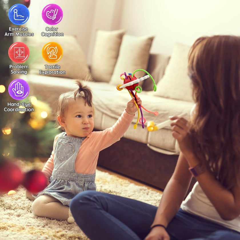 Sensory Montessori Toys for Baby 18 Months, Toddler Travel Toys for 2 Year Old Boy Girl Birthday Gifts, Soft Pull String Fidget Educational Learning Bath Toys for 18 Months Infant Newborn 🍁 All In One Marketplace Canada