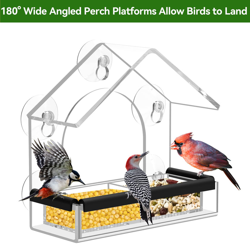 Clear Window Bird Feeder with 5 Extra Strong Suction Cups, DY-SKTY Sturdy and Durable Acrylic Birdfeeders for Viewing Wild Birds Outside, as a Bird Watching Gift, Outdoor Birdhouse Box, Garden Decor 🍁 All In One Marketplace Canada