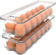 KICHLY Pack of 2 - Egg Basket for fridge - Egg Holder for Fridge - 14 Egg Container With Lid & Handle, Egg Container For Refrigerator, Stackable Plastic Egg Tray with Lids (Clear) 🍁 All In One Marketplace Canada