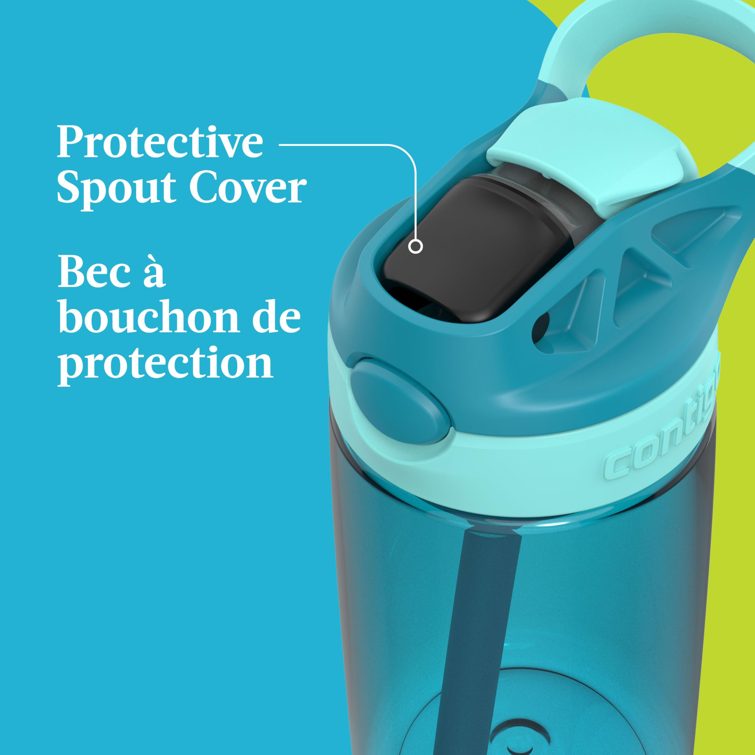 Contigo Kids Aubrey Straw Water Bottle with Leak-Proof Lid, BPA-Free Plastic, Dishwasher Safe, Juniper Jade Vine, 14 oz (414 mL) 🍁 All In One Marketplace Canada