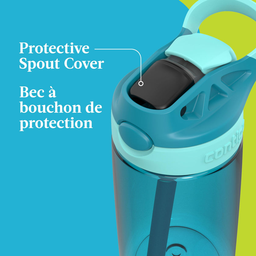 Contigo Kids Aubrey Straw Water Bottle with Leak-Proof Lid, BPA-Free Plastic, Dishwasher Safe, Juniper Jade Vine, 14 oz (414 mL) 🍁 All In One Marketplace Canada