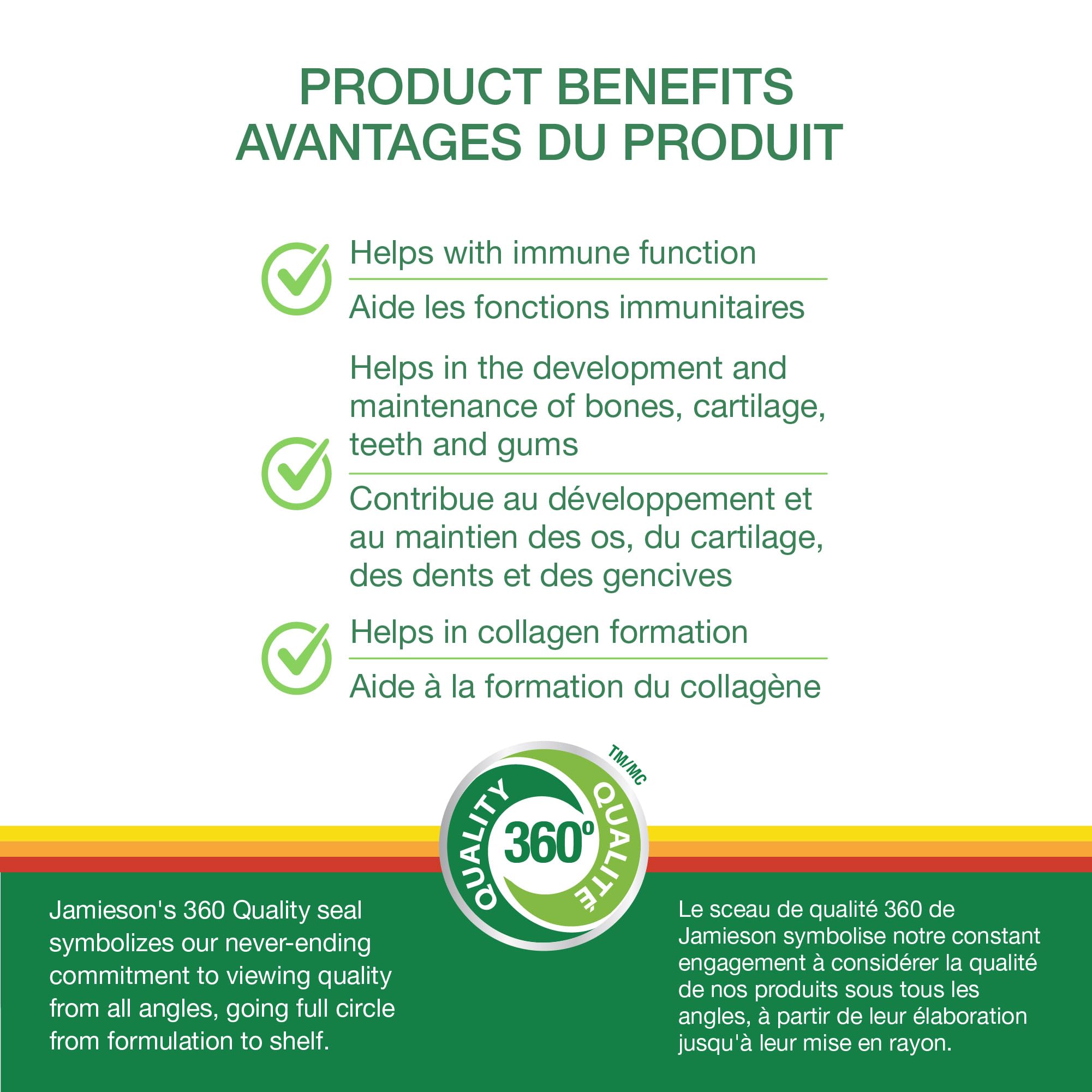 Jamieson Chewable Vitamin C 500 mg Natural Tangy Orange, Supports Immune Health, Strong Teeth and Bones. Family Friendly (4+), Vegetarian, Non-GMO, Gluten-Free, No Artificial Flavours, Colours, or Preservatives, 330 Count, Proudly Canadian
