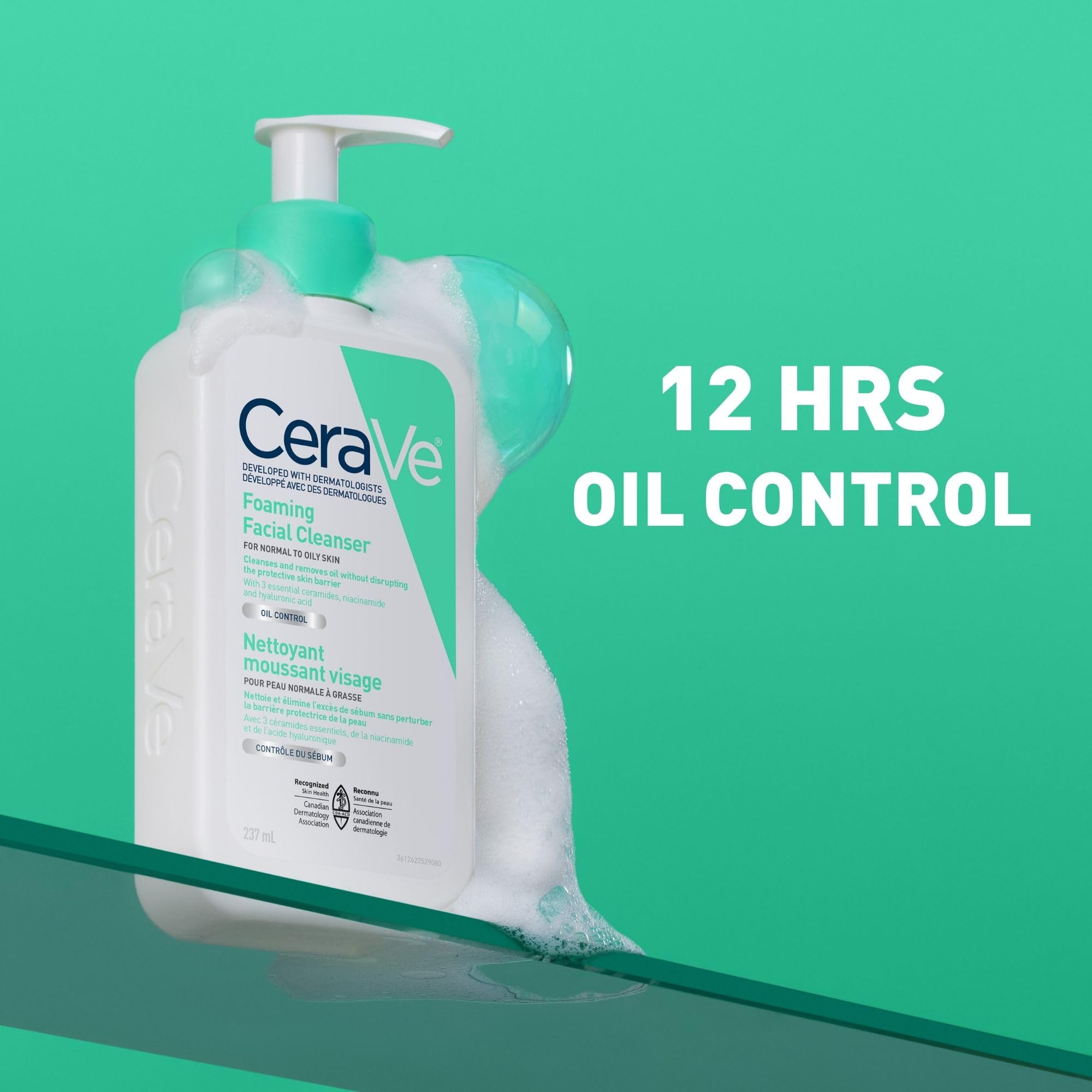 CeraVe Foaming Face Wash, Gentle Face Cleanser for Men & Women with Hyaluronic Acid, Niacinamide, Ceramides. Makeup Remover for oily skin, Fragrance-Free, Non-Comedogenic, Sensitive Skin, 473ML 🍁 All In One Marketplace Canada