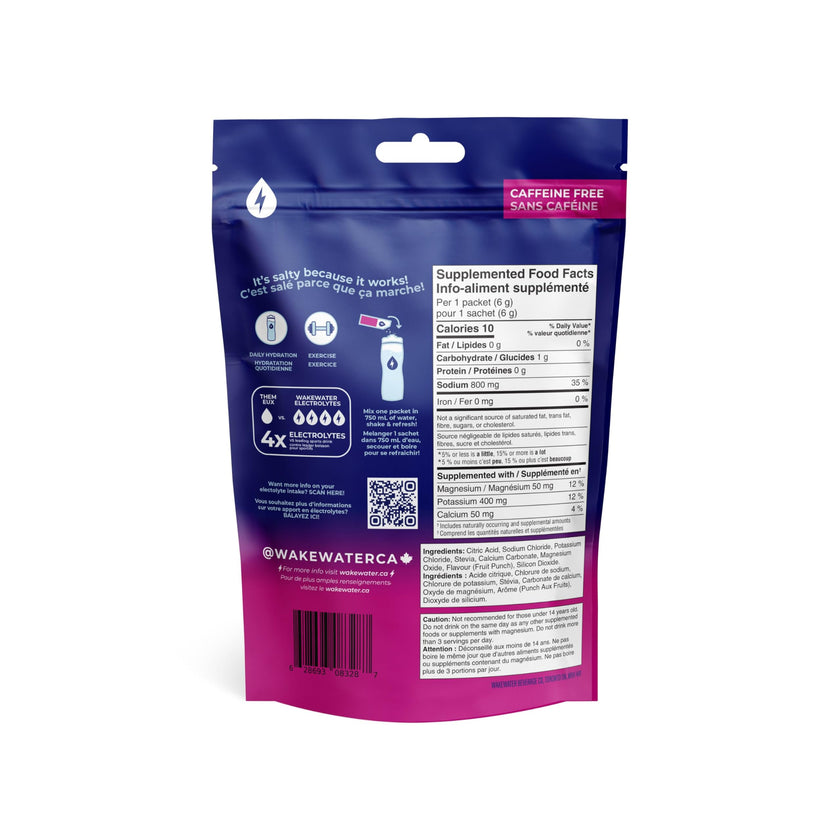 Wake Water Sugar Free Electrolyte Packets, Hydration Powder, Keto & Paleo Friendly Electrolyte Drink Mix, Fasting Hydration Packs, Travel Essentials, Pack of 10 (6g Each) (6 g (Pack of 10), Fruit Punch) 🍁 All In One Marketplace Canada