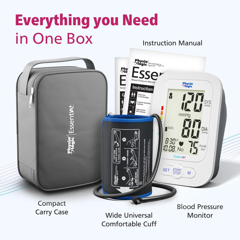 Physio Logic Essentia+ Clinically Accurate, Affordable Blood Pressure Monitor for Home Use, Easy 1-Touch Operation, Premium XL Display, 2-User, 120 Readings, Wide Cuff (22–42 cm), Compact Carry Case 🍁 All In One Marketplace Canada
