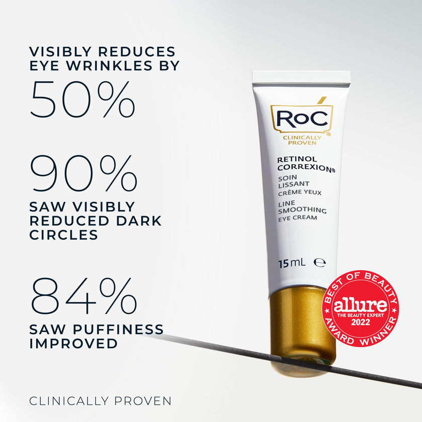 RoC Retinol Correxion Under Eye Cream for Dark Circles & Puffiness, Daily Wrinkle Cream, Anti Aging Line Smoothing Skin Care Treatment for Women and Men, with Retinol Eye Cream Packette 🍁 All In One Marketplace Canada