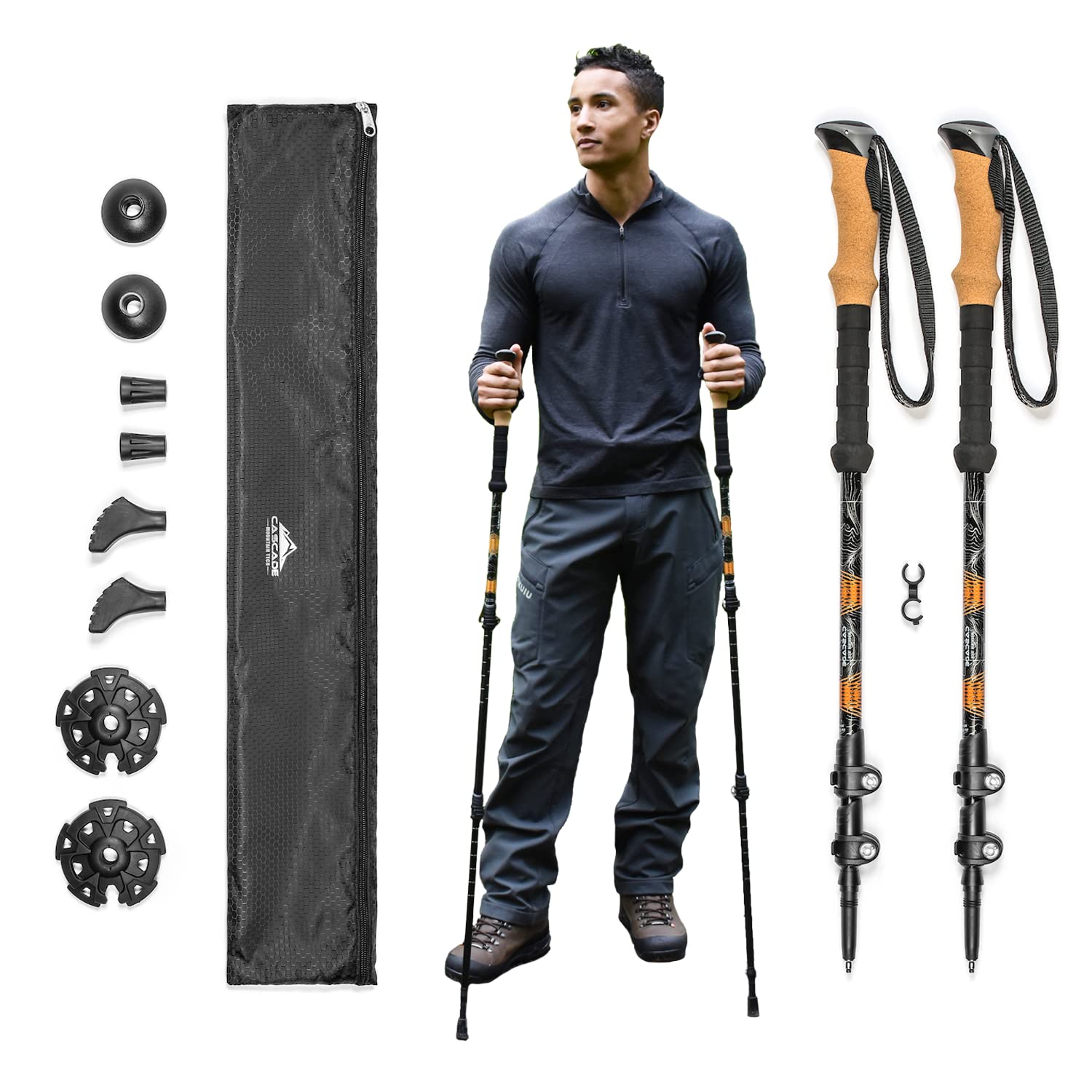 Cascade Mountain Tech Aluminum Adjustable Lightweight Trekking Poles with Cork Grip and Quick Lock for Hiking, Walking and Running in All Terrains 🍁 All In One Marketplace Canada