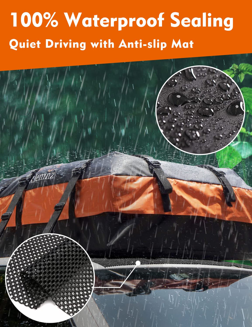 Car Roof Bag Cargo Carrier, 21 Cubic Feet Waterproof Rooftop Cargo Carrier with Anti-Slip Mat + 10 Reinforced Straps + 6 Door Hooks, Suitable for All Vehicle with/Without Roof Rack 🍁 All In One Marketplace Canada