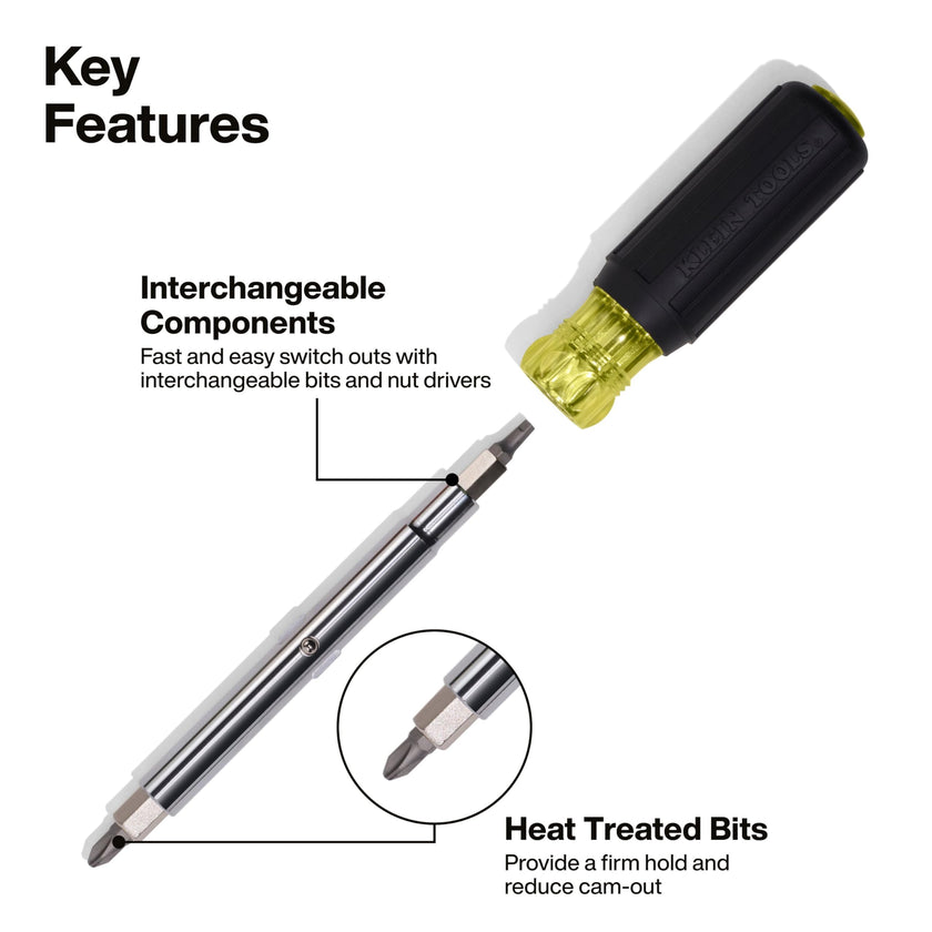 Klein Tools 32500 11-in-1 Screwdriver/Nut Driver Set, 8 Bits (Phillips, Slotted, Torx, Square), 3 Nut Driver Sizes, Cushion Grip Handle 🍁 All In One Marketplace Canada