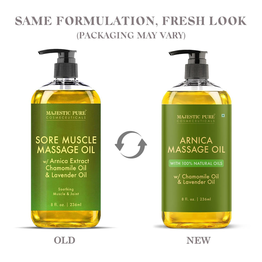 MAJESTIC PURE Arnica Massage Oil for Massage Therapy - with Lavender and Chamomile Essential Oils - Multipurpose Instant Absorption Full Body Massage - 8 fl. oz 🍁 All In One Marketplace Canada