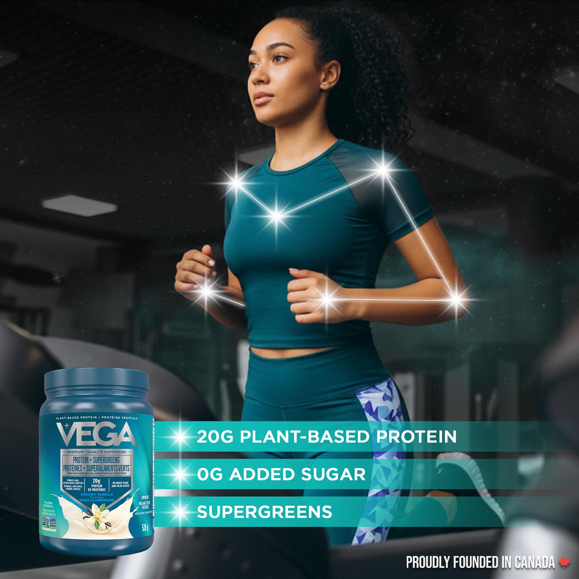 Vega Protein + Supergreens - 20g Plant-Based Pea Protein with Veggies, Vanilla, 18 Servings, Vegan Keto, Non-GMO, Gluten Free, Dairy Free, Low Carb, 526g (Packaging May Vary) 🍁 All In One Marketplace Canada