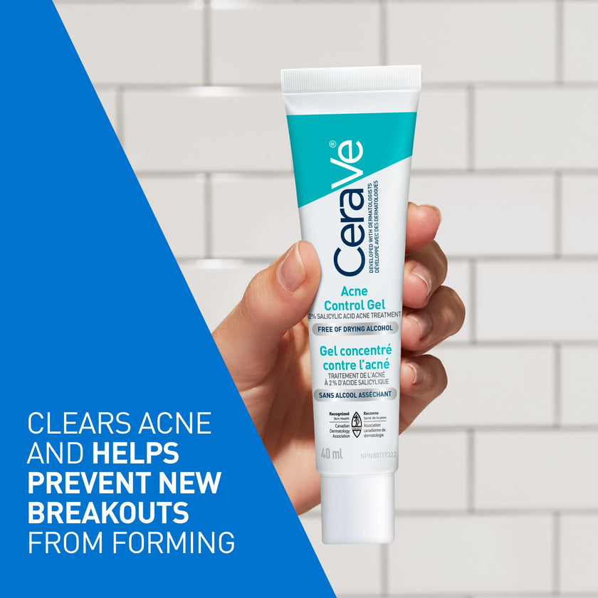 CeraVe Acne Control Gel For Face, Pimple & Pores, With Salicylic Acid, 3 Essential Ceramides, Niacinamides. Developed with Dermatologists, Non-Comedogenic, Oil-Free, Fragrance-Free, 40ml 🍁 All In One Marketplace Canada