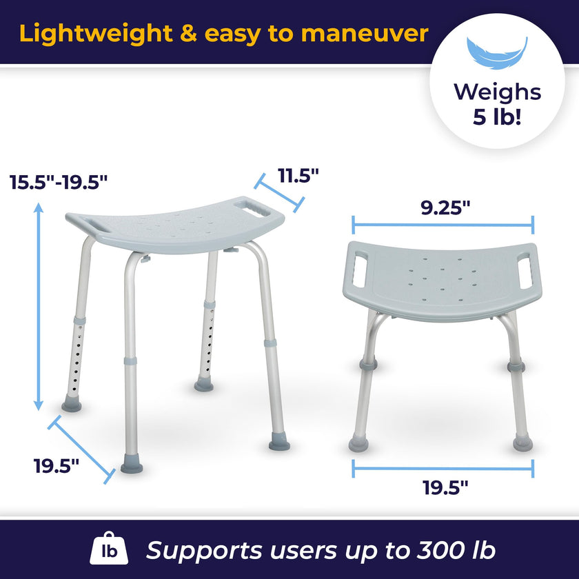 Drive Medical RTL12203KDR Shower Chair, Adjustable Stool with Suction Feet, Seat for Inside Shower or Tub, Bathroom Bench Bath Chair for Elderly and Disabled, 300 LB Weight Cap 🍁 All In One Marketplace Canada