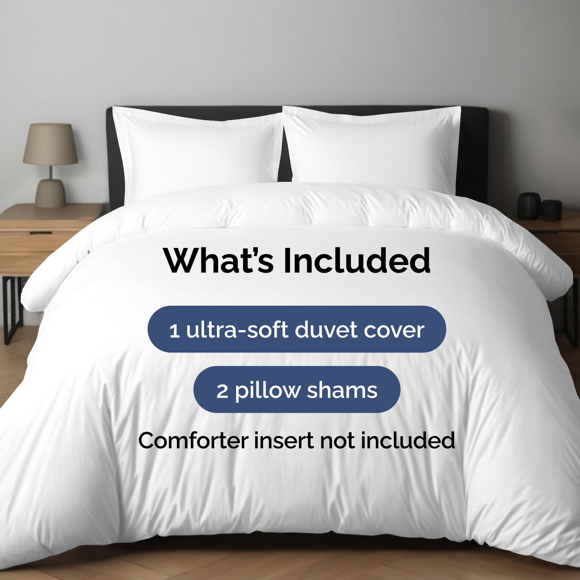Duvet Cover King Size Set - Extra Soft King Size Duvet Cover 104 x 90 with 2 Pillow Shams - Hotel Luxury, Easy Care and Fade Free with Zipper Closures & Ties - Comfy, Breathable Bedding Set (White) 🍁 All In One Marketplace Canada