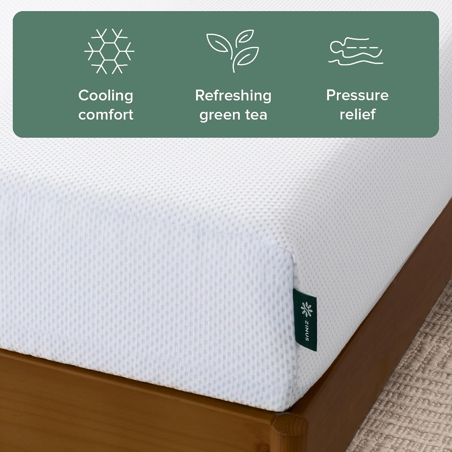 Zinus Full Mattress - 6 Inch Green Tea Cooling Gel Memory Foam Mattress, Pressure Relief, for Cool Sleep, CertiPUR-US Certified Foam, Mattress in a Box, 10-Year Warranty, Full Size 🍁 All In One Marketplace Canada