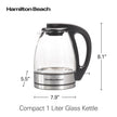Hamilton Beach Glass Electric Kettle, 1 L, 1500W Fast Boiling Water Boiler, Cordless, Soft Blue LED Light, Auto Shutoff & Boil-Dry Protection, BPA-Free, Compact Size (40930JC) 🍁 All In One Marketplace Canada