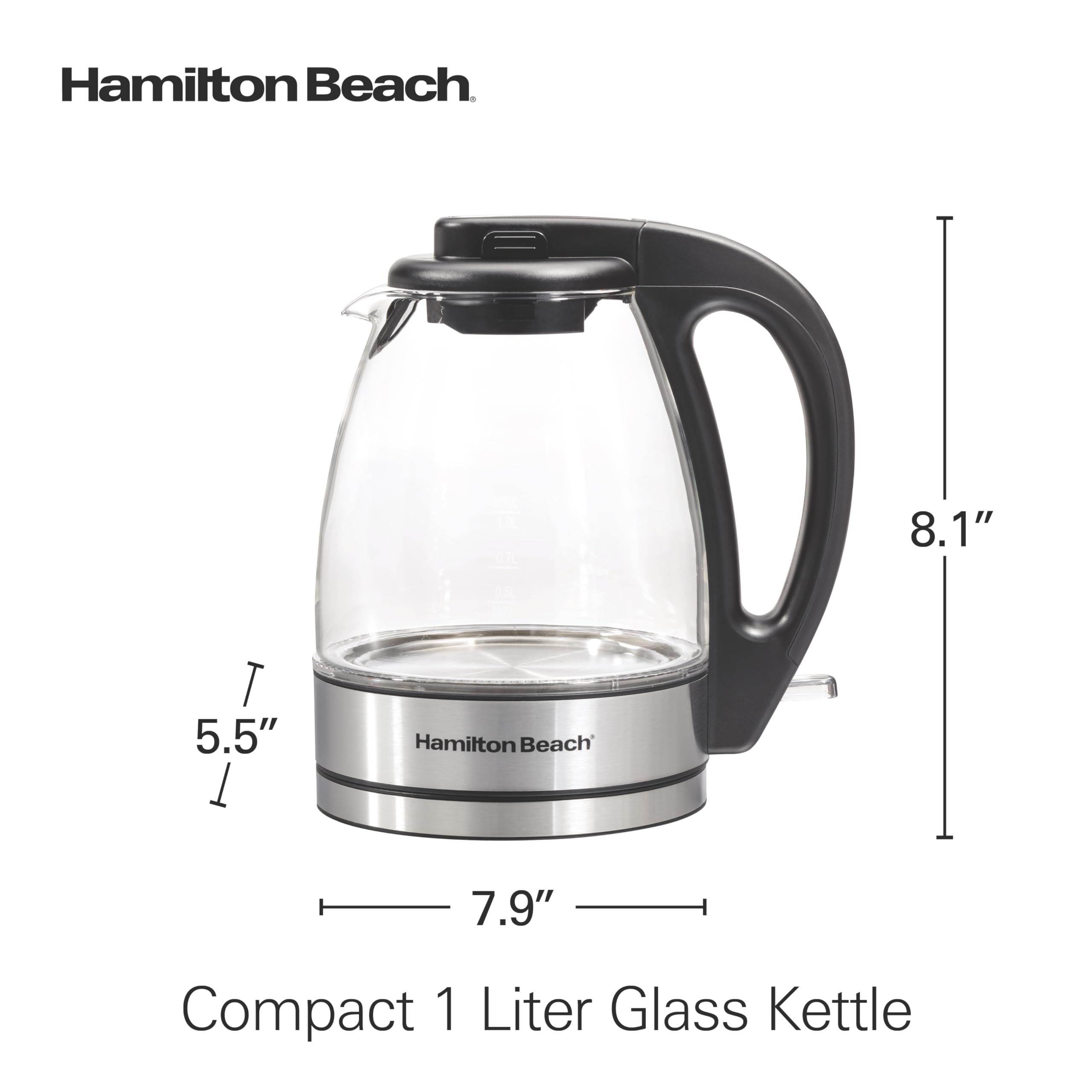 Hamilton Beach Glass Electric Kettle, 1 L, 1500W Fast Boiling Water Boiler, Cordless, Soft Blue LED Light, Auto Shutoff & Boil-Dry Protection, BPA-Free, Compact Size (40930JC) 🍁 All In One Marketplace Canada