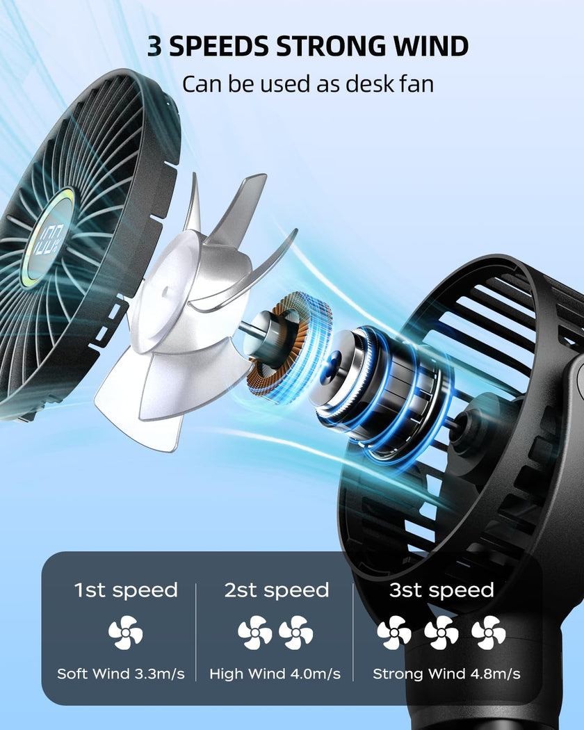 Portable Stroller Fan, Mini Baby Fan Clip on Fan, LED Display, 360° Rotate Flexible Tripod, Rechargeable Small Personal Handheld Fan Cooling Desk Fan for Car Seat Crib Treadmill Travel 🍁 All In One Marketplace Canada
